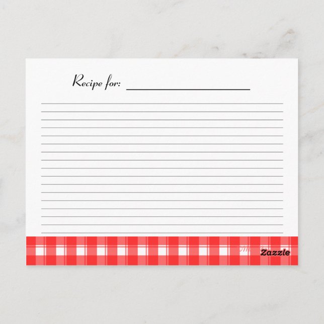Carte de recette rouge blanc pays plaid (Dos)