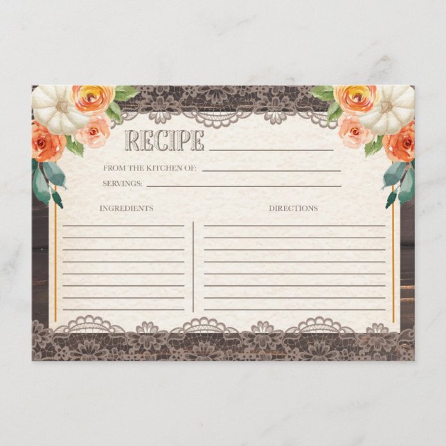 Carte de recette Rustic Wood Lace Fall (Devant)