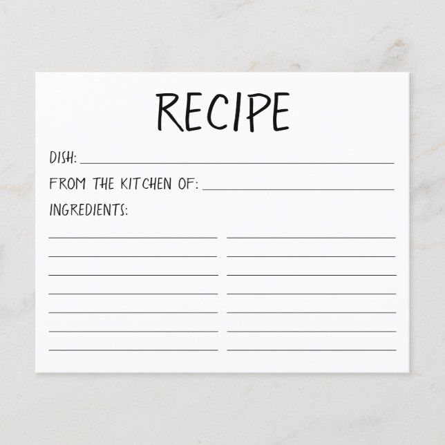 Carte de recette simple moderne (Devant)