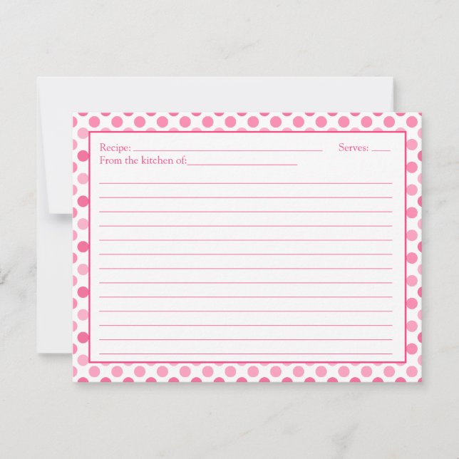 Carte de recette simple Polka blanche rose (Devant)