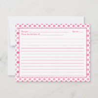 Carte de recette simple Polka blanche rose