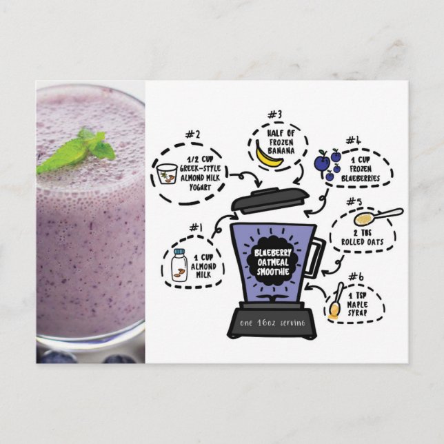 Carte de recette Smoothie pour avoine à bleuets (Devant)