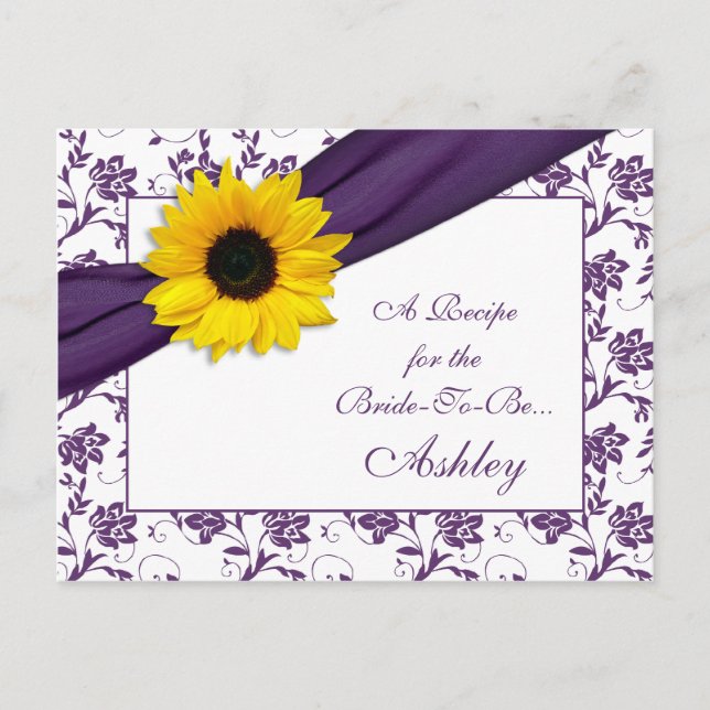 Carte de recette Sunflower Purple Damask pour la m (Devant)