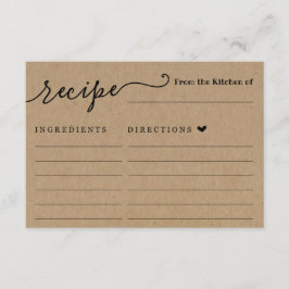 Carte de recette sur Rustic Kraft Arrière - plan