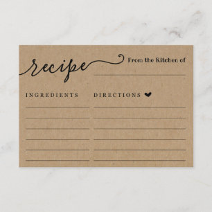Carte de recette sur Rustic Kraft Arrière - plan