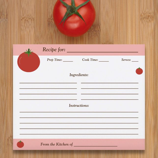 Carte de recette tomate (Tomato Recipe Card)