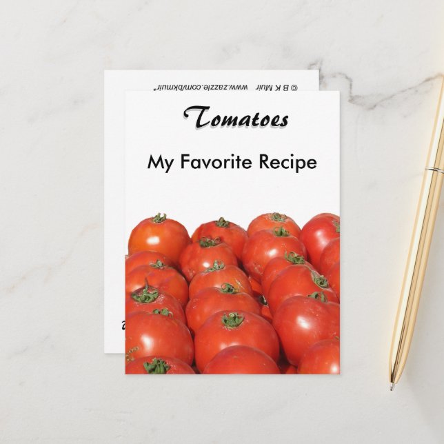 Carte de recette - Tomates (Devant/Arrière en situation)