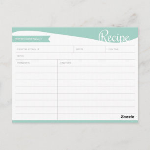 Carte de recette Turquoise et blanche personnalisé