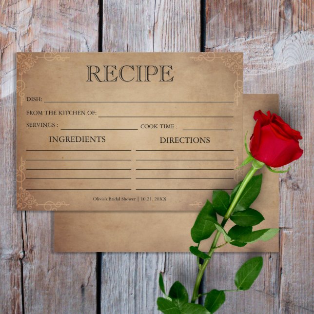 Carte de recette vintage Rustique Ancien Parchemin (Créateur téléchargé)