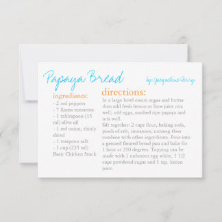 Carte de recette | Votre Recette Turquoise Orange