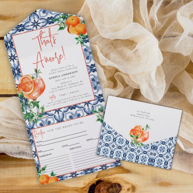 Carte de recette Watercolor Positano Aperol Spritz (Créateur téléchargé)