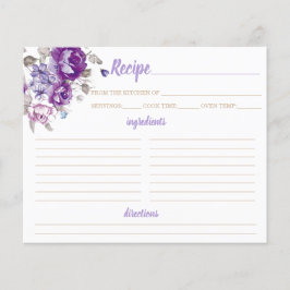 Carte de recettes à thème floral pourpre Organisat
