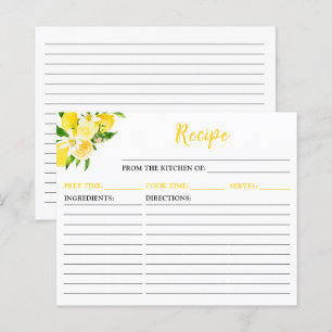 Carte de recettes citrons et feuillages