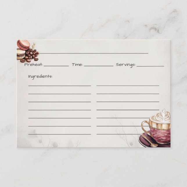 Carte de recettes de base Café Crémeux (Devant)