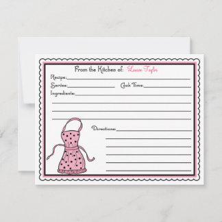 Carte de recettes de Cuisine de cuisine d'tablier