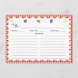 Carte de recettes de cuisine italienne classique