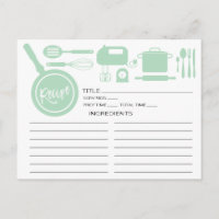 Carte de recettes de cuisine moderne Mint Green Us