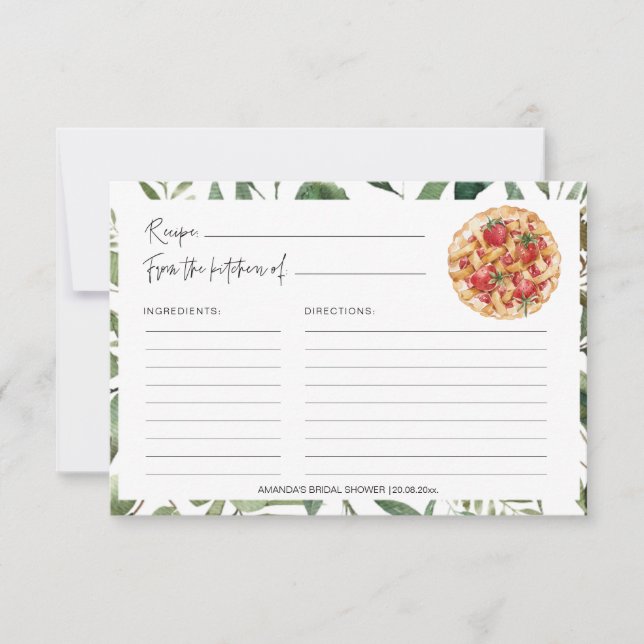 Carte de recettes de Fête des mariées à tarte vert (Devant)