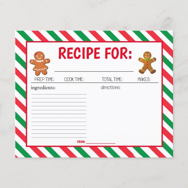 Carte de recettes de Noël Cookie Décoration de fêt (Devant)