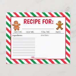 Carte de recettes de Noël Cookie Décoration de fêt