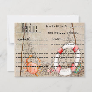 Carte de recettes de pêche vintage