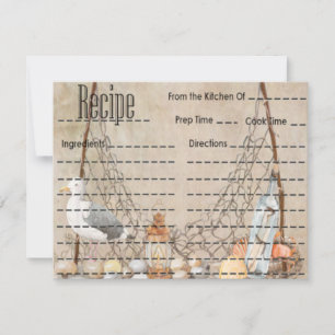 Carte de recettes de pêche vintage