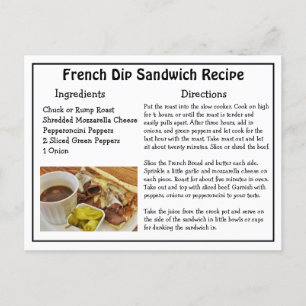 Carte de recettes de sandwich à la trempe français