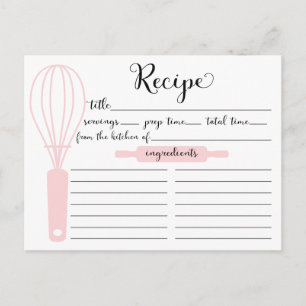 Carte de recettes de Whisk rose Lettré à la main m