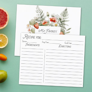 Carte de recettes Feuilles aux fraises vertes roug