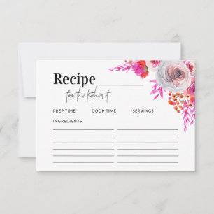 Carte de recettes florales rose vif pour la Fête d