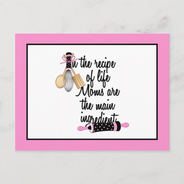 Carte de recettes maman rose et noire (Devant)