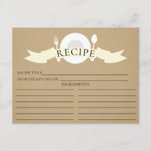 Carte de recettes moderne Fête des mariées Kraft