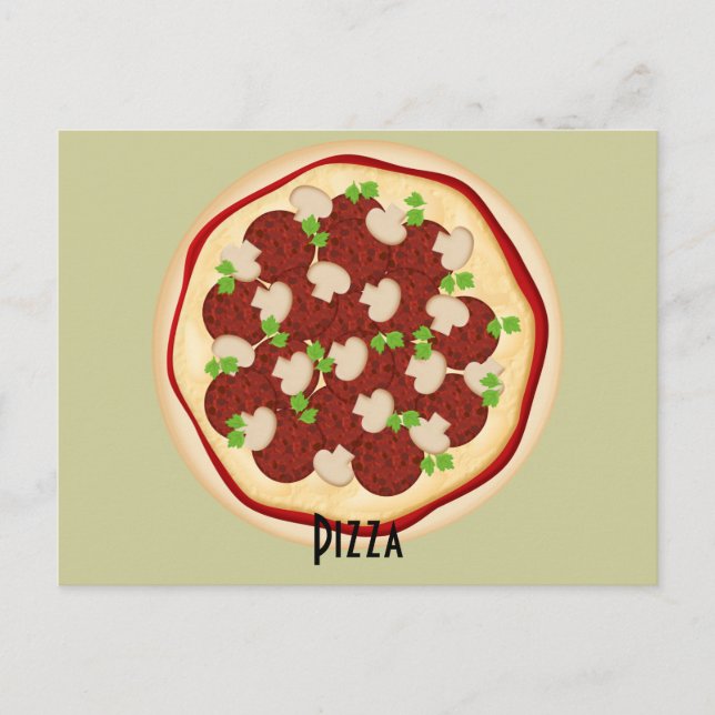 Carte de recettes Pepperoni et Champignons Pizza (Devant)