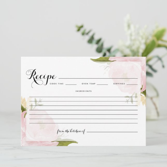 Carte de recettes Roses de jardin rose pâle Aquare (Debout devant)