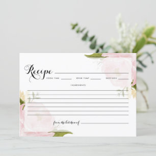 Carte de recettes Roses de jardin rose pâle Aquare