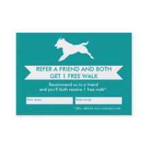 Carte de recommandation de la marchette de chien -