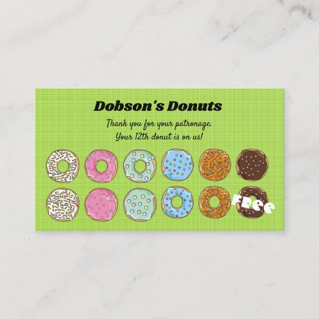 Carte de récompenses de fidélité Donuts modifiable (Devant)