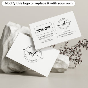 Carte De Réduction Ajoutez Votre Logo Monogramme Initiales Client Bla