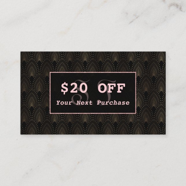 Carte De Réduction Artiste maquillage Rose Art Déco (Devant)
