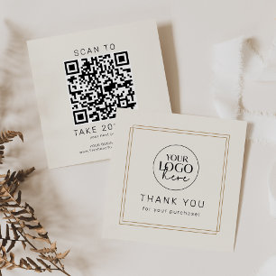 Carte De Réduction AVERY Chic Or Noir Crème Logo Code QR Merci