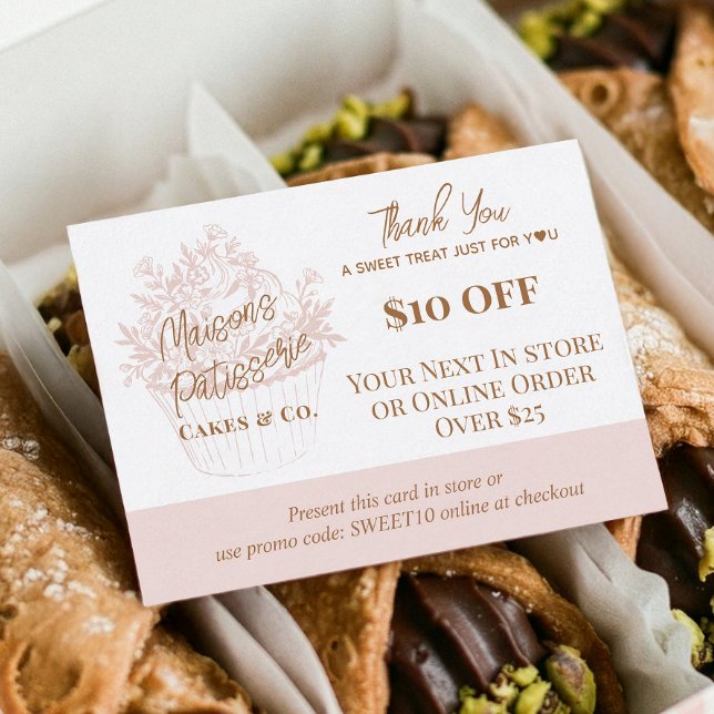 Carte De Réduction Baker Floral Cupcake Thank You Promo Code Bakery (Baker Floral Cupcake Thank You Promo Code Bakery Discount Card)