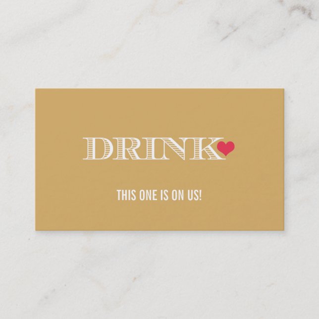 Carte De Réduction Billet Mariage Heart Gold Drink (Devant)