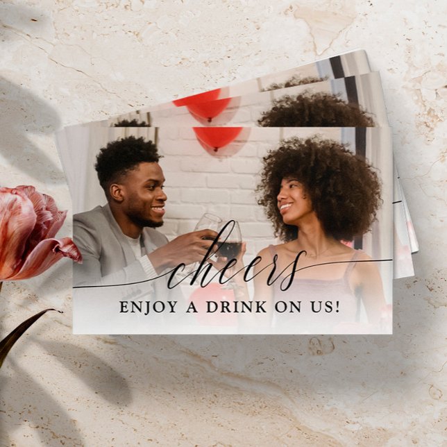 Carte De Réduction Billet Mariage photo de calligraphie délicate Boir (Créateur téléchargé)