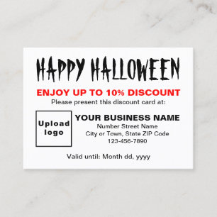 Carte de réduction blanche d'Halloween d'affaires