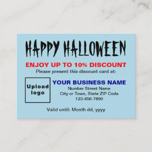 Carte de réduction bleu clair Halloween d'affaires
