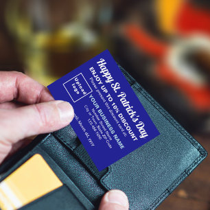 Carte de réduction bleue Saint Patrick Business