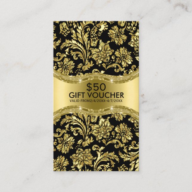 Carte De Réduction Bon cadeau Black Metallic Gold Damques (Devant)