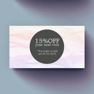 Carte De Réduction Bon noir en pastel de beauté de texture élégant