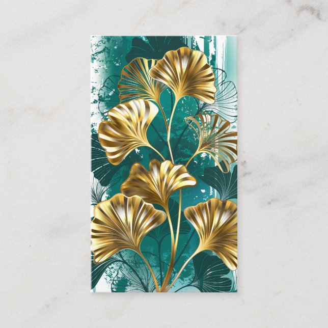 Carte De Réduction Branche avec Feuilles d'or Ginko Biloba (Devant)