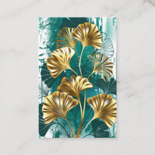 Carte De Réduction Branche avec Feuilles d'or Ginko Biloba